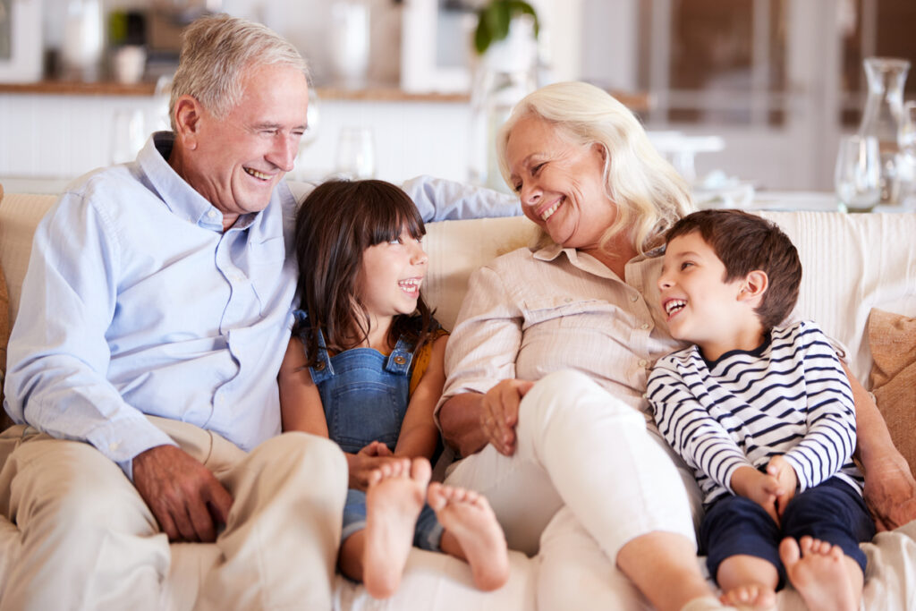 senior couple and their grandchildren